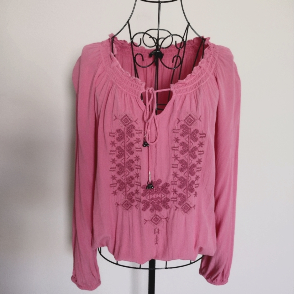 Jessica Simpson Pink Boho Peasant Blouse M